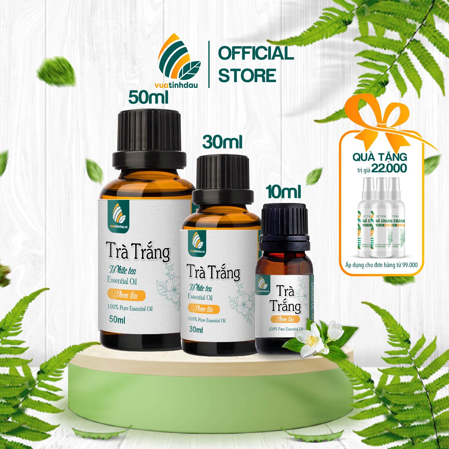 Tinh dầu trà trắng white tea 10ml chất lượng Vuatinhdau.vn BAY BỔNG trà