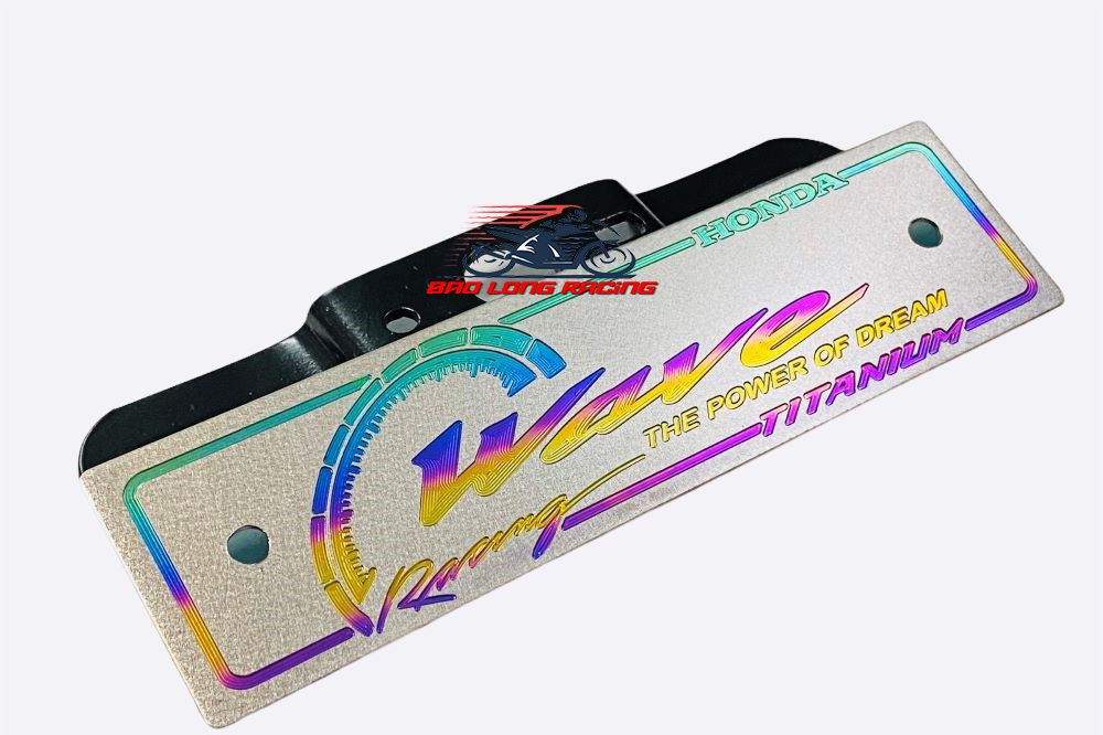 Bảng tên TiTanium điện phân gắn Wave + 2 ốc Proti (100% Titan)