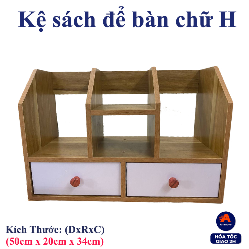 Kệ sách gỗ, Giá sách mini để bàn, Kệ sách để bàn học, Kệ sách mini, Giá sách Kệ Sách Để Bàn Làm Việc Lắp Ghép Đa Năng Tiện Lợi - Kệ gỗ nội thất 6 tầng 2 màu kết hợp. C130 x R60 x S20cm. Gỗ MDF phủ melatium cao cấp
