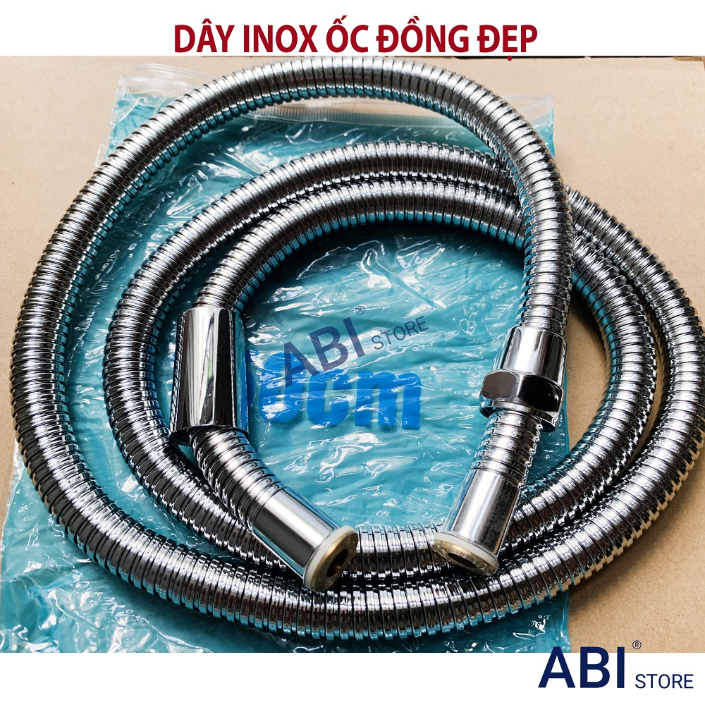 Dây sen tắm inox ốc đồng túi xanh loại dày đẹp, dây xịt vệ sinh inox