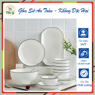 ( Bán Rời) BÁT ĐĨA SỨ TRẮNG, BÁT ĐĨA ĂN CƠM BẰNG GỐM SỨ,ĐỒ BẾP DECOR ĐẸP