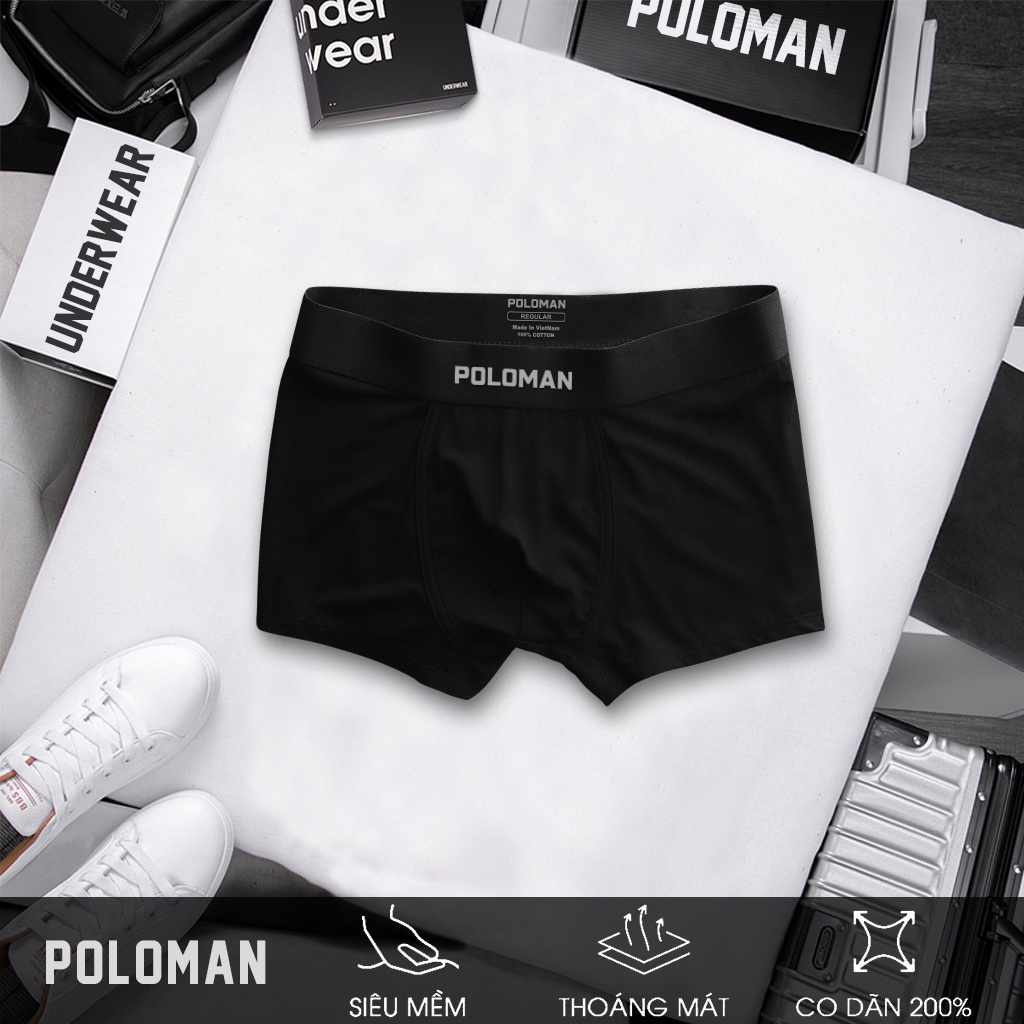 Boxer Sịp đùi Lụa Sữa POLOMAN Quần Lót Nam Thun Lụa Chất Đẹp Sịp Mát Lạnh