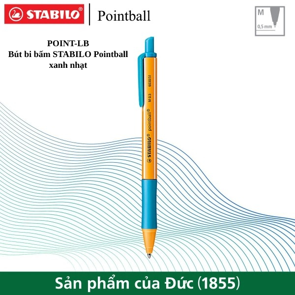 Combo Bút bi bấm STABILO  pointball POINT ( Xanh, Đen, Đỏ, Xanh lá, Tím, Xanh nhạt)