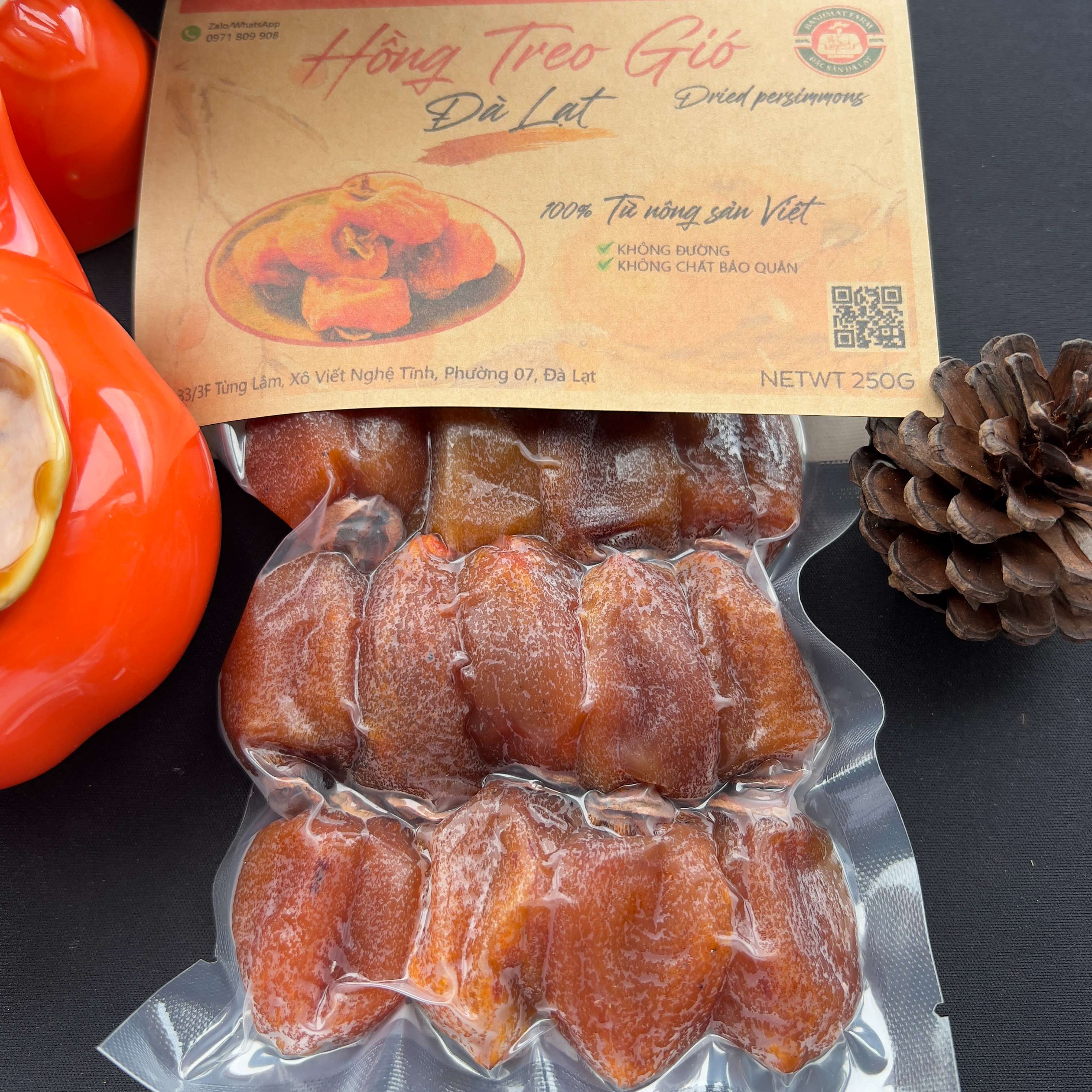 Hồng treo gió 500gr hoàn toàn không đường BánhMật Farm đặc sản Đà Lạt loại đặc biệt của cao nguyên sương mù