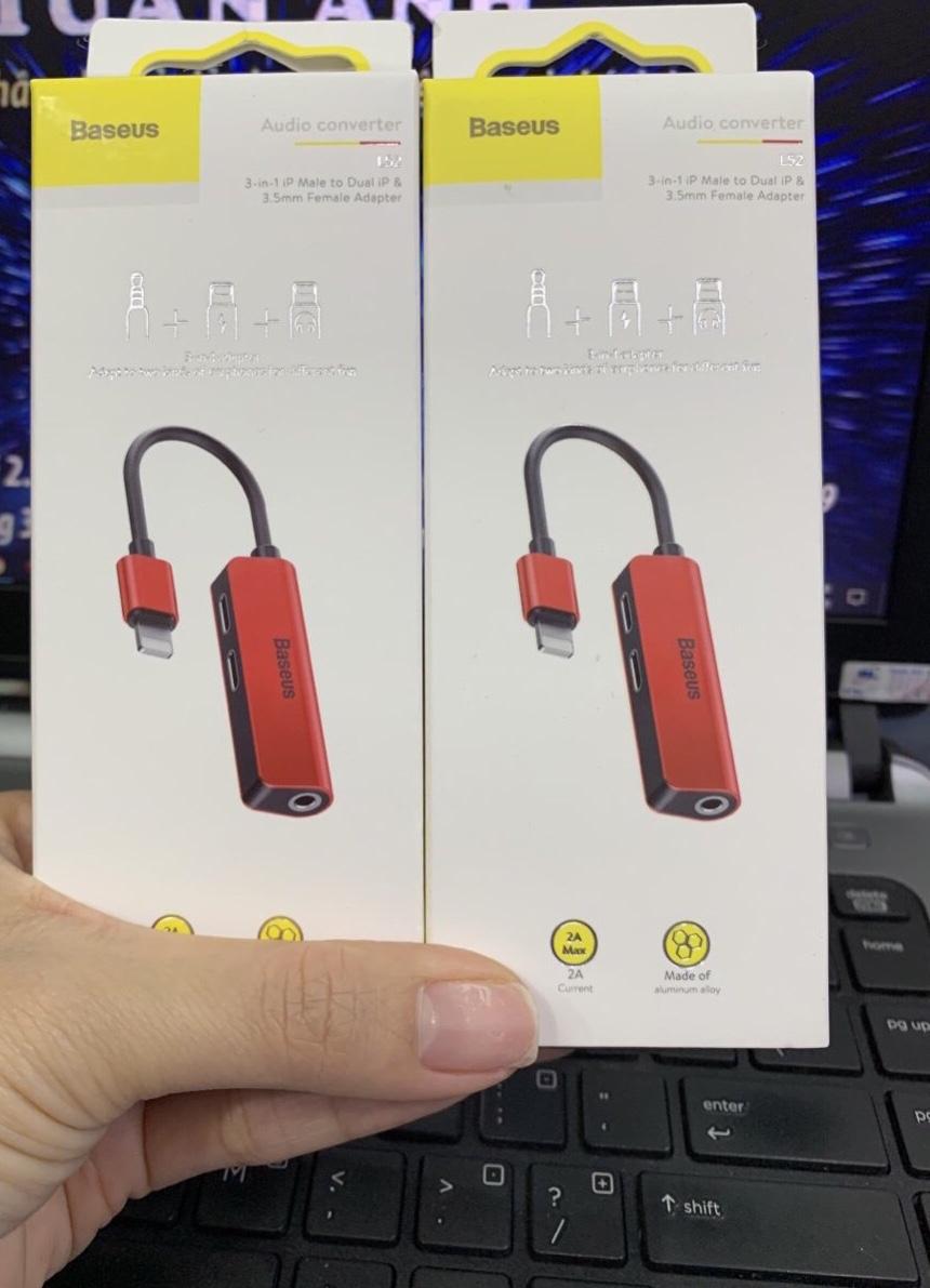 Jack chia cổng Lightning 1 thành 3 có hỗ trợ đàm thoại Baseus L52 cho iP7-8-X-Xs Max