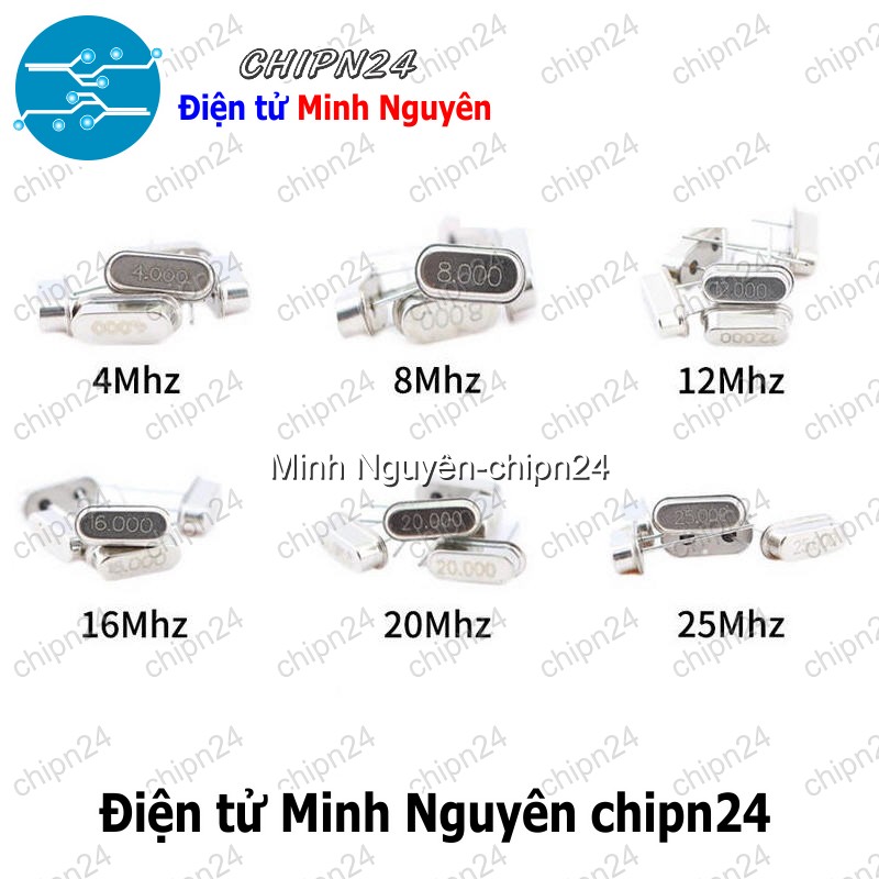 [3 con] (K344) Thạch anh Chân Cắm HC-49S DIP (2 chân 11.0592M/12M/12.288M/13.56M/14.7456M/16M/18M/18.432M/20M) - [Chọn Loại] - HHH.00359