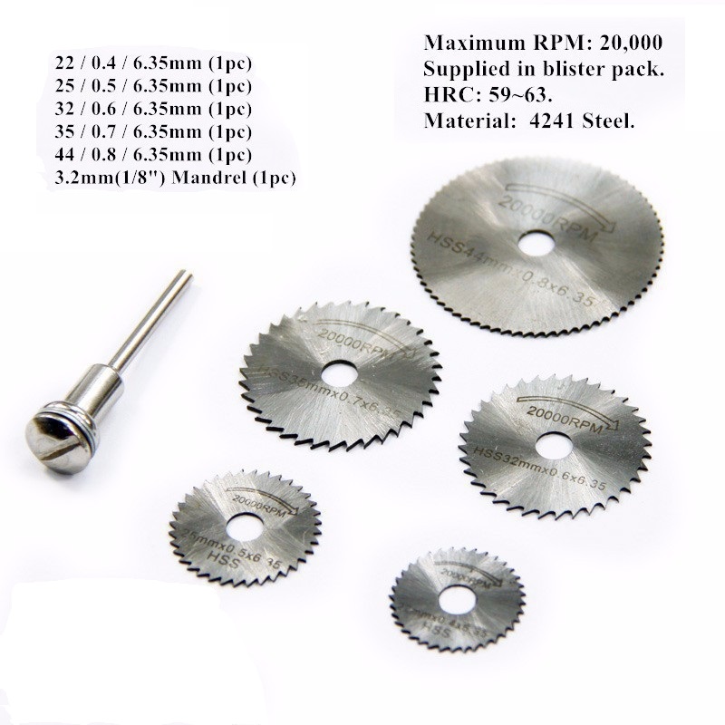 Bộ 5 Lưỡi Cắt + 1 Trục Cắt 3.2mm