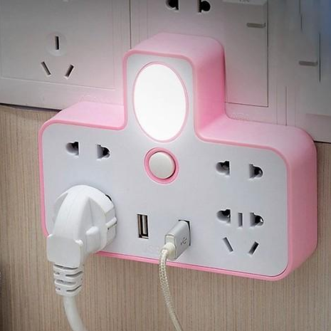 Ổ cắm điện đa năng có cổng sạc USB kèm đèn ngủ, phù hợp với tất cả các loại phích cắm 2 chấu, 3 chấu, tự động ngắt mạch điện an toàn và đảm bảo chất lượng với nhựa ABS và cáp đồng PVC