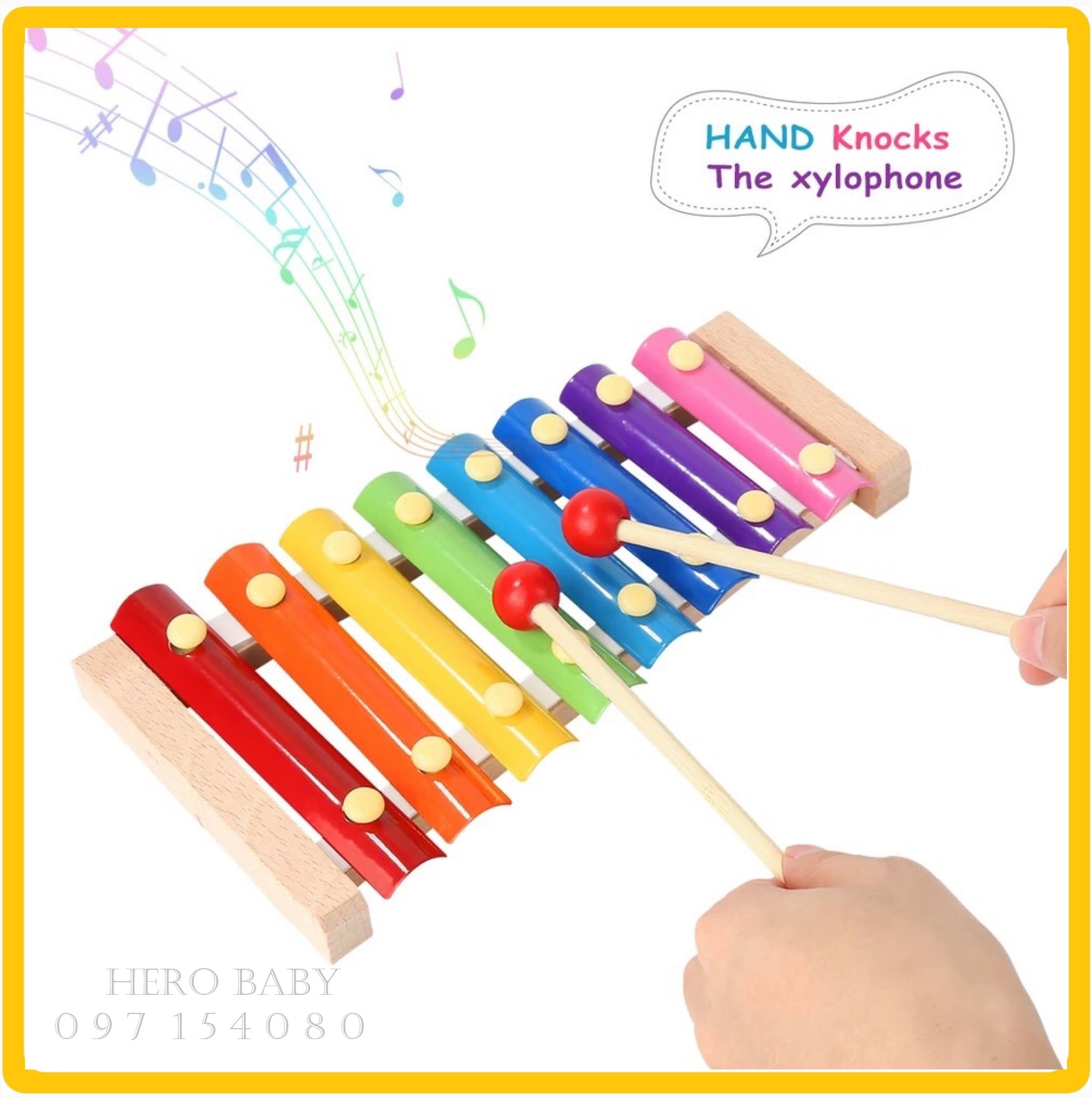 [HCM]Đàn Piano Xylophone Gỗ 8 Thanh Quãng - Đồ chơi âm nhạc cho bé