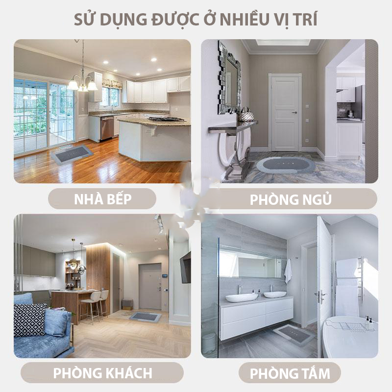 Thảm Chùi Chân Nhà Tắm Silicon HG, Thảm Lau Chân Siêu Mềm, Siêu Dày, Siêu Thấm Nước Chất Liệu Chống Trượt