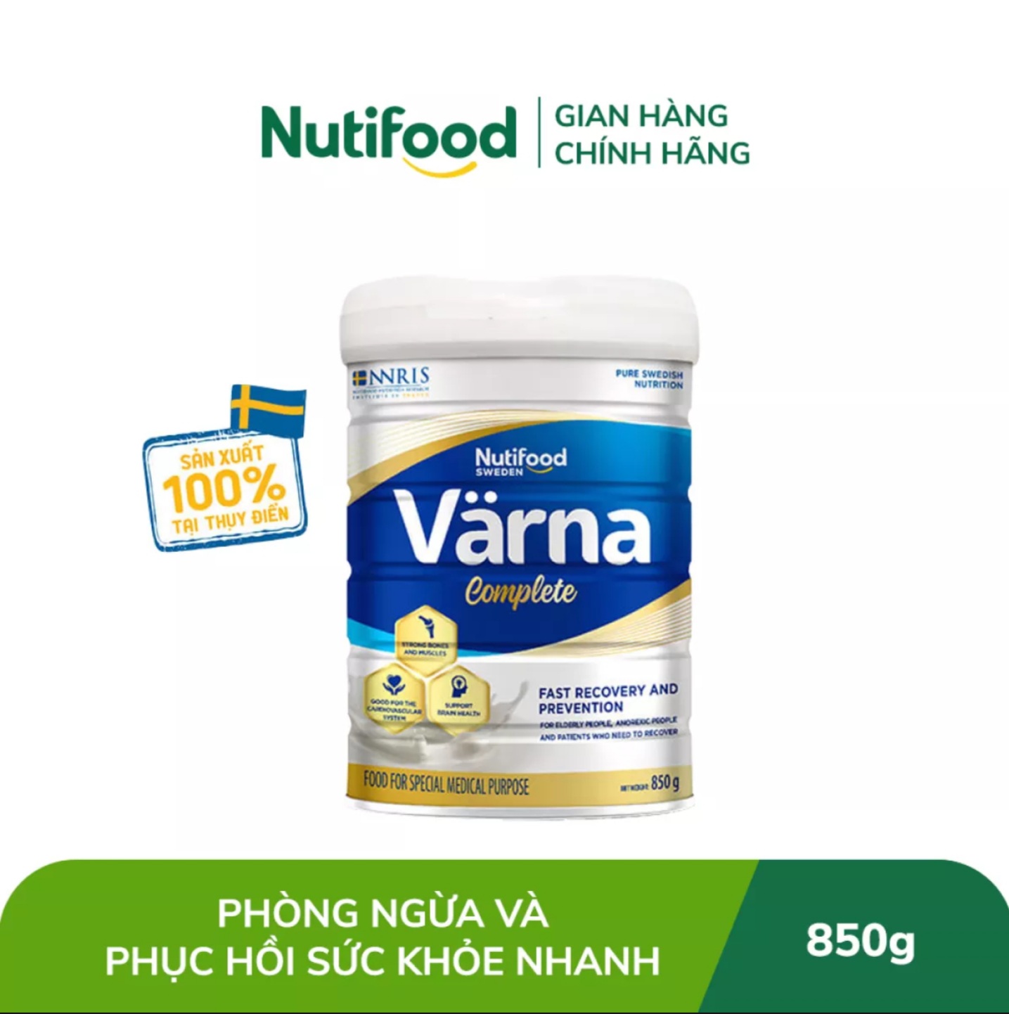 (Tích Điểm) COMBO 2 LON Sữa Bột Nutifood Varna Complete 850g.
