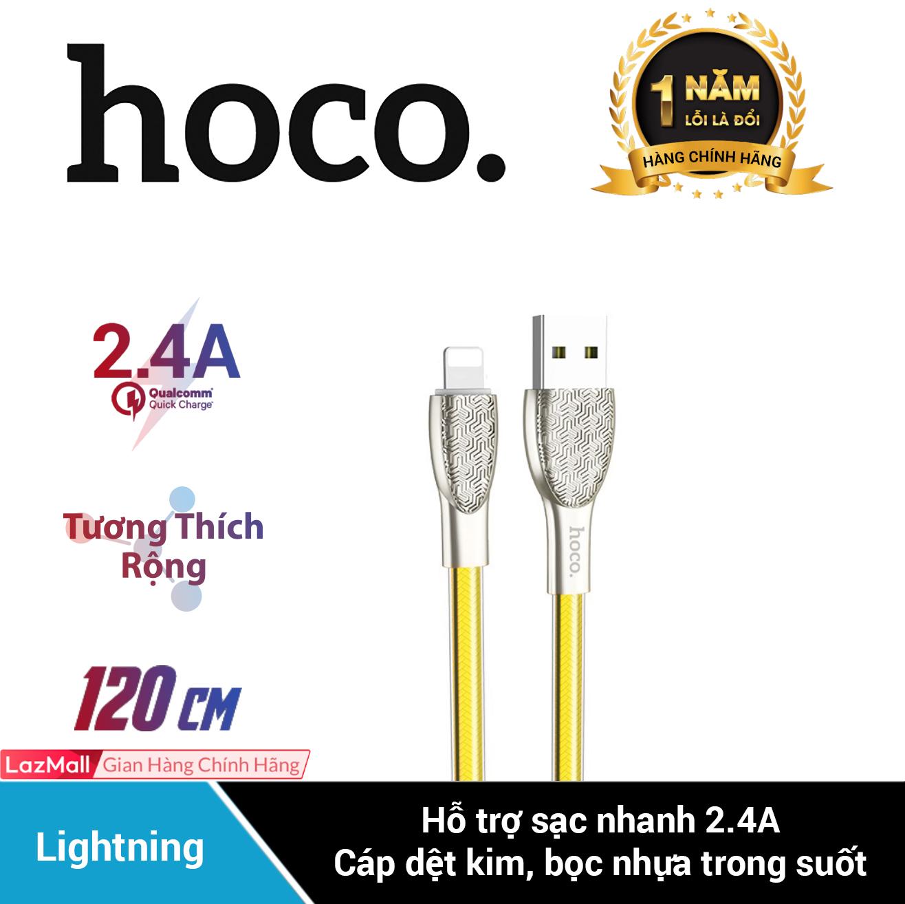 [HCM]Cáp sạc Lightning Hoco U52 sạc nhanh 2.4A cho iPhone/iPad dài 1.2m