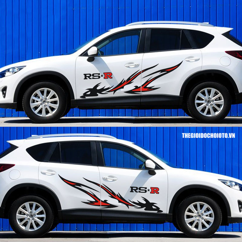 Bộ tem Ngọn Lửa Rồng RS-R dán sườn xe ô tô MS-122
