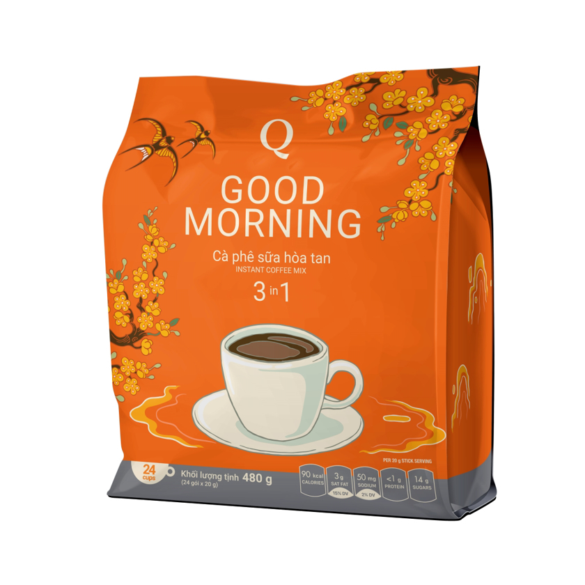 Cà phê sữa Good Morning Trần Quang 480g (bịch 24 gói * 20g)