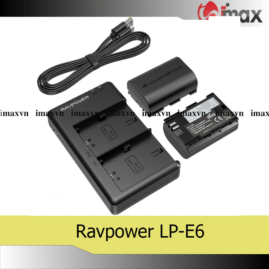 Bộ 02 pin & 01 sạc máy ảnh Ravpower LP-E6/E6N RP-BC003