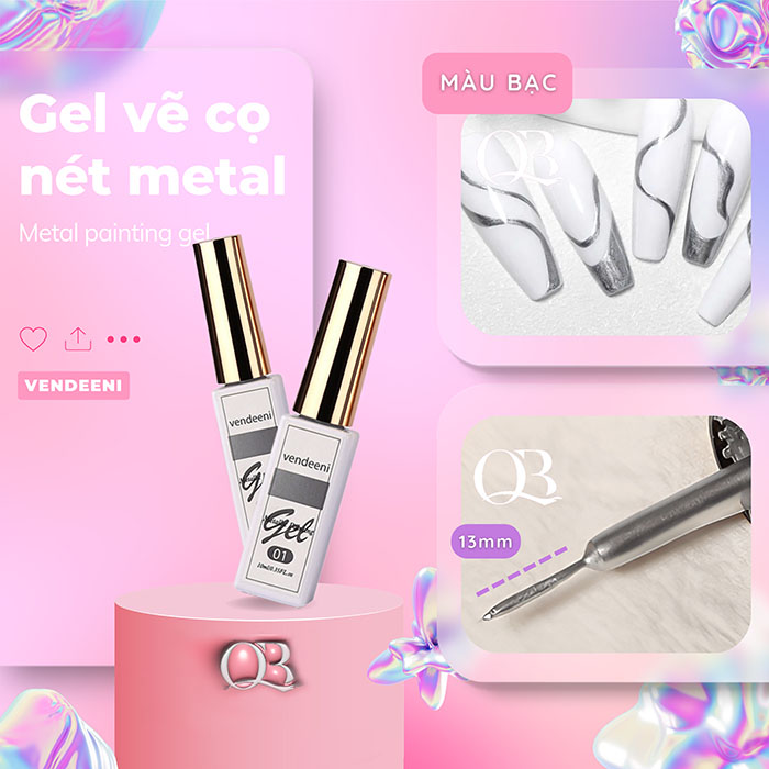 Gel vẽ cọ nét metal (gel vẽ nét tráng gương) Vendeeni 10ml (cần hơ đèn)