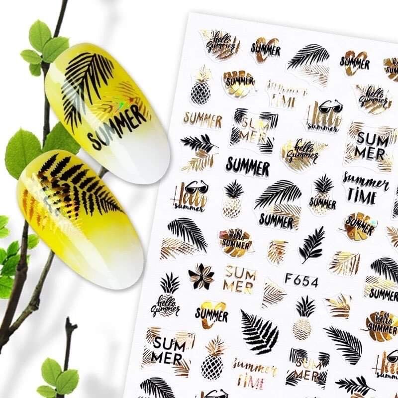 Hình dán lá nhiều kiểu trang trí Nail
