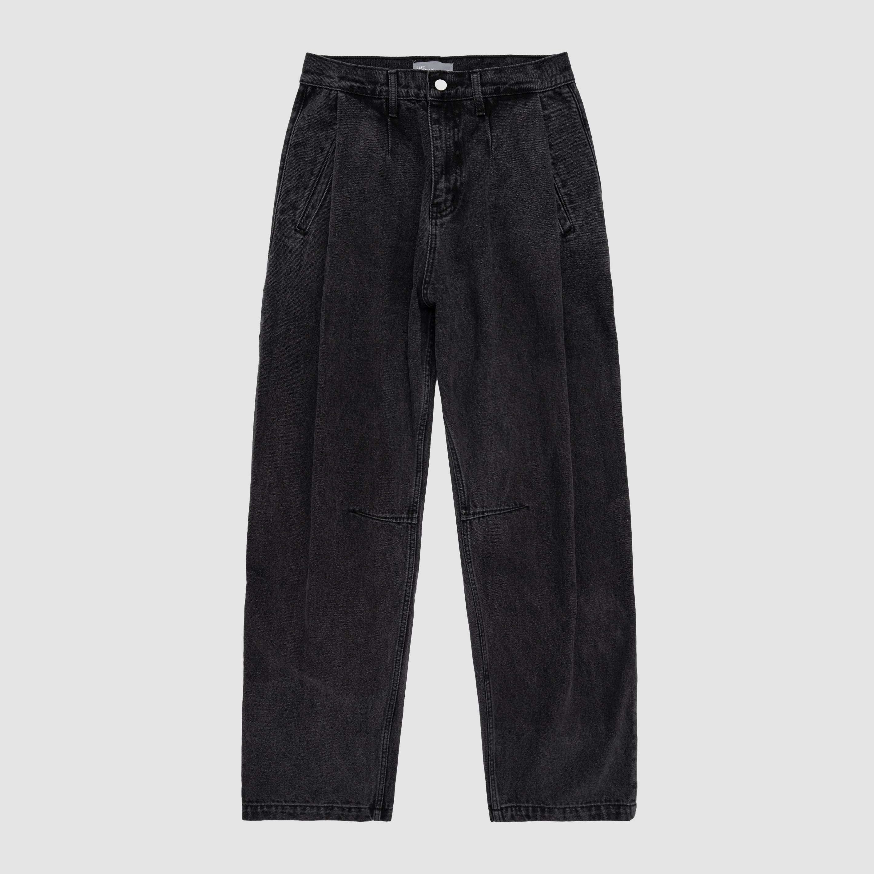 Quần jeans dáng suông 21ST URBAN Grey Folding Jeans