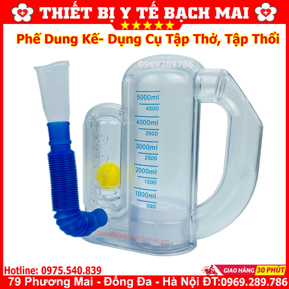 Dụng cụ tập thở, bình tập thở, phế dung kế, bình tập thổi đo chức năng thông phổi