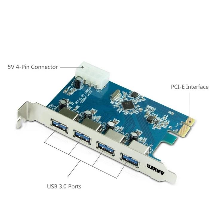 Card chuyển đổi pci express to usb 4 cổng 3.0