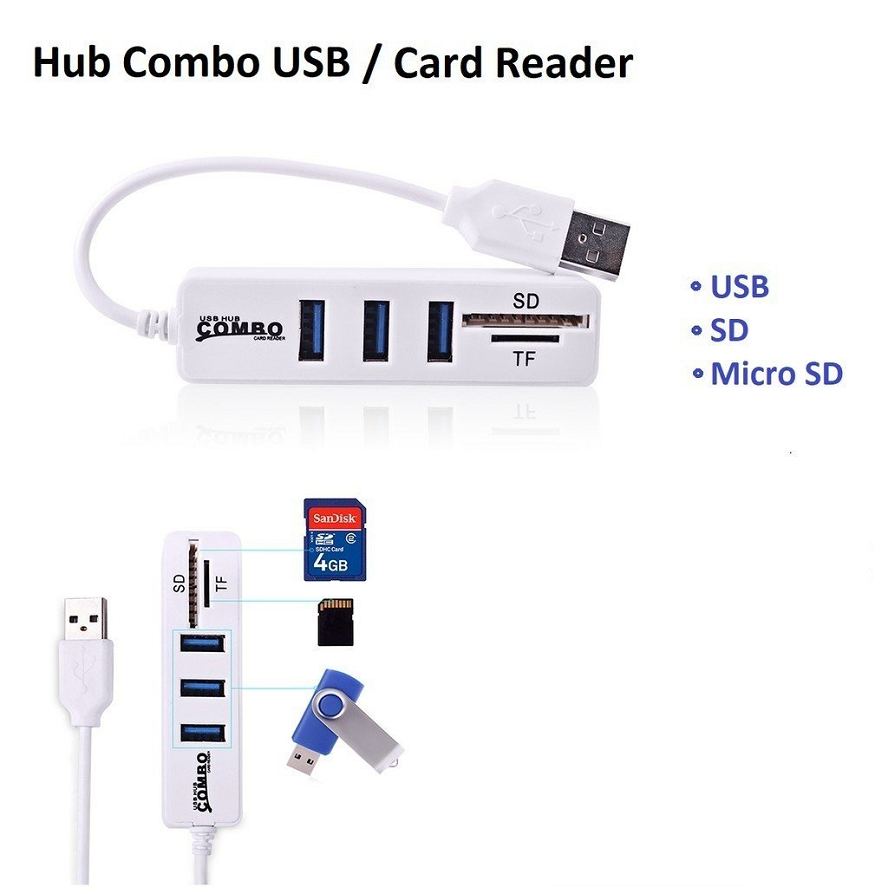 Hub Chia Usb 3 Cổng 2.0 Kèm Đọc Thẻ ST - TF