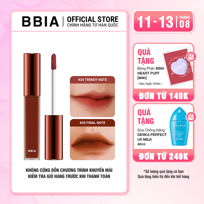 [Version 5] Son kem lì bền màu, mịn như nhung BBIA Last Velvet Lip Tint 5g