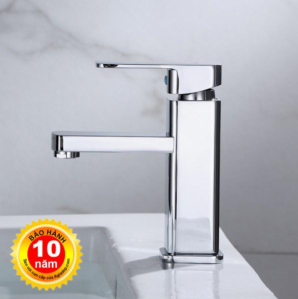 Vòi Lavabo nóng lạnh (Trụ vuông) Hợp kim - Hàng Cao cấp ITALIA (kèm 1 đôi dây cấp nước)