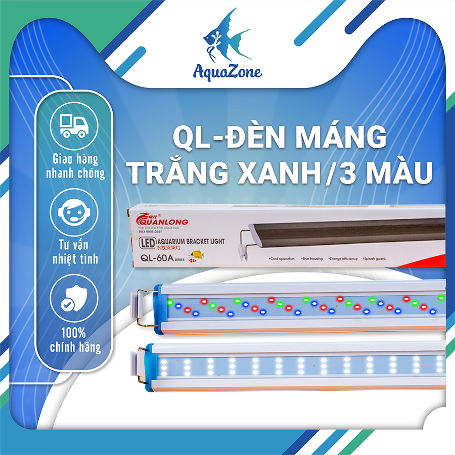 Đèn máng QuanLong siêu sáng làm nổi bật màu cây, cá đèn máng trắng xanh hoặc chuyển đổi 3 màu WRGB dành cho bể cá
