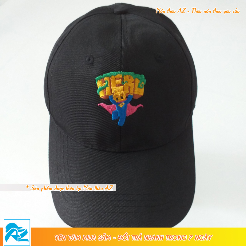 Nón kết màu đen và trắng thêu logo Hero Team Mini World MT551 (size trẻ em 30kg trở lên)