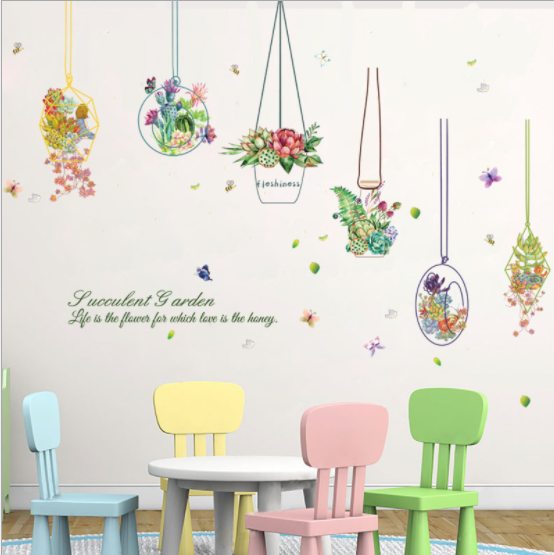 Decal dán tường Giỏ hoa phòng khách GNN120