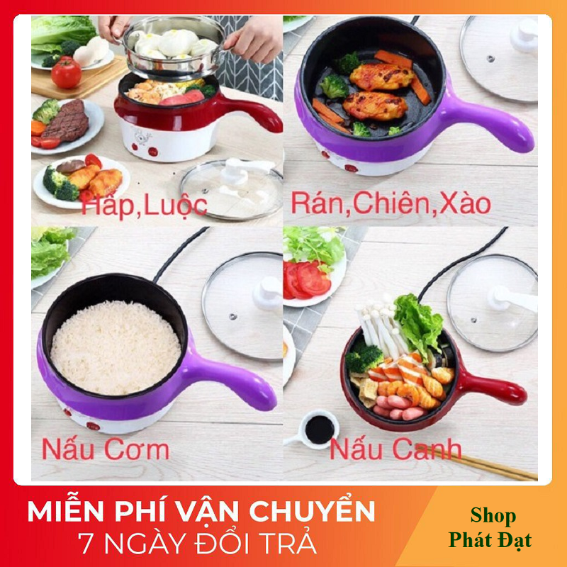 Nồi lẩu điện nào tốt, Ca nấu mì đa năng, Nồi nấu đa năng siêu tốc, Nồi lẩu điện kiêm chảo chiên xào hấp mini An toàn cho sức khỏe