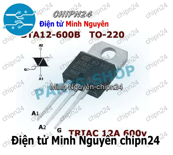 [2 con] (KT1) Triac BTA12-600B TO-220 12A 600V (BTA12-600 BTA12) - HH000685