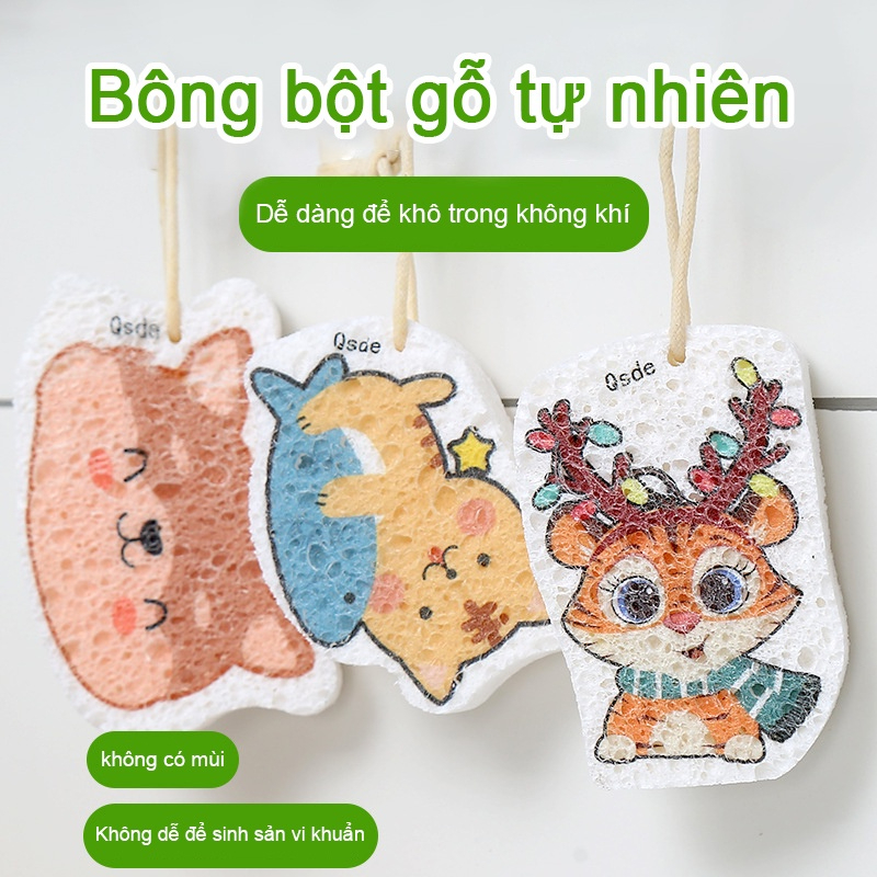 Miếng Bọt Biển Rửa Chén, Mút Xốp Rửa Bát Hoạt Hình Dễ Thương