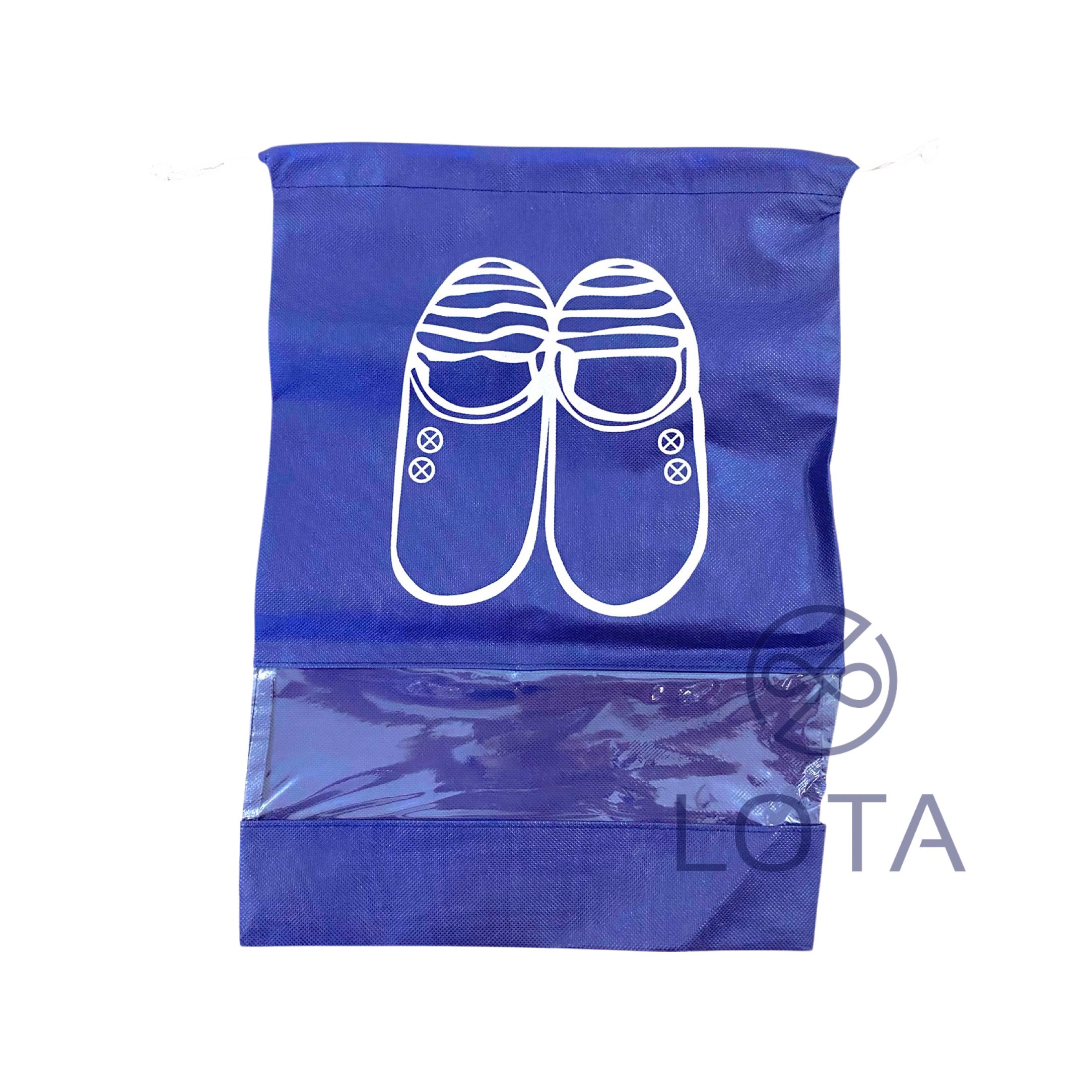 TÚI ĐỰNG GIÀY CÓ MÀNG KÍNH & DÂY RÚT đồ chứa giày dép thể thao du lịch bịch đựng shoes dày chắc chắn vệ sinh an toàn có nút thắt màu xanh sạch sẽ có nút thắt đựng giày thể thao đá banh chơi bóng thể thao LOTA SHOP
