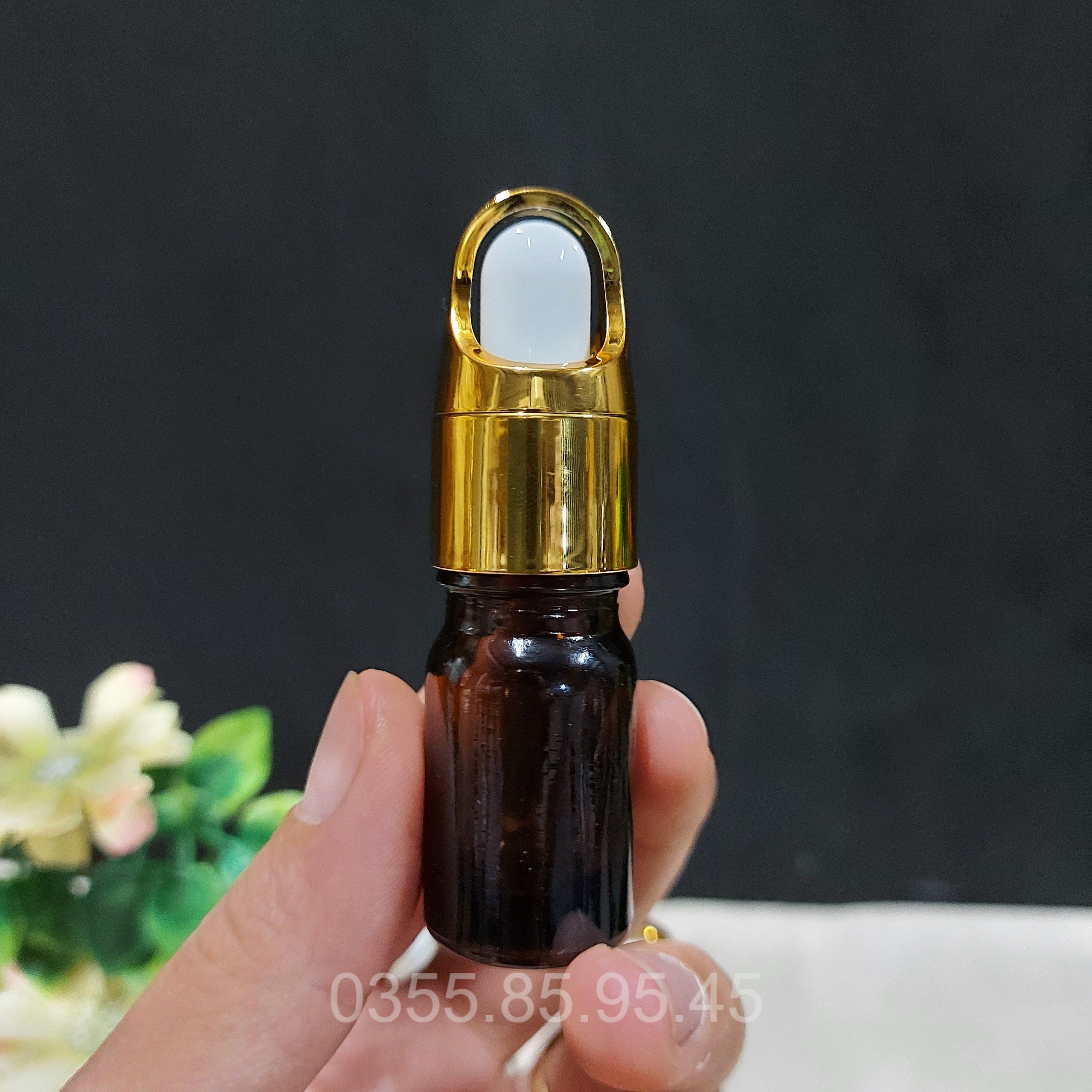 10 Chai thủy tinh chiết serum, tinh dầu thân NÂU nắp bóp QUAI, bóp GIỎ HOA 5ml 10ml 15ml  20ml 30ml 50ml 100ml, chai đựng tinh dầu, lọ chiết mỹ phẩm du lịch