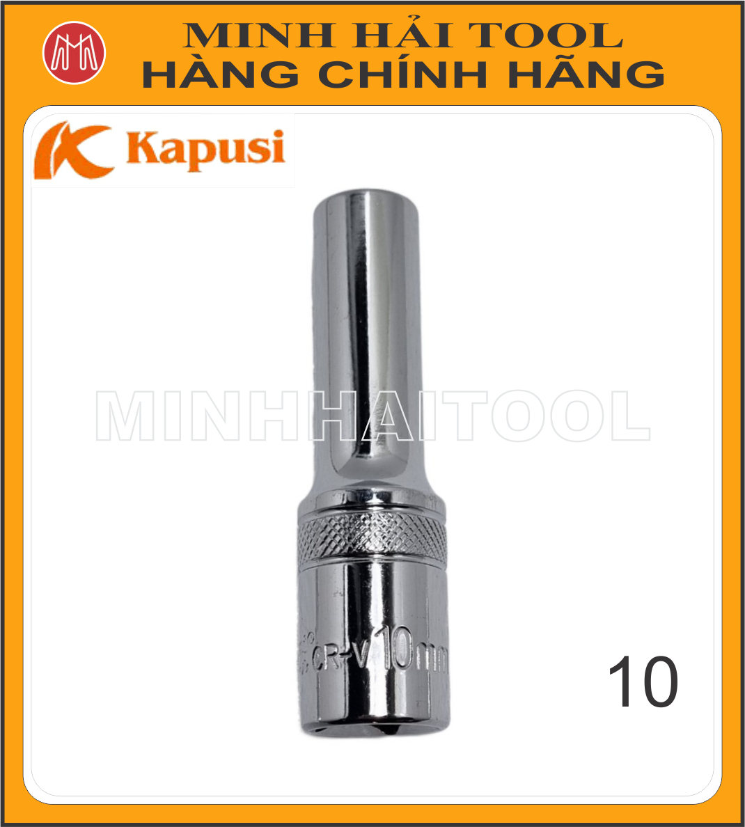 Kapusi Japan – Đầu tuýp 1/2” dài 78mm, cỡ 10mm (K-6572) và 14mm (K-6576). Chất liệu: Thép Cr-V mạ Chrome