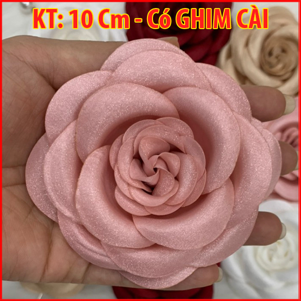 [HCM]XUKA - Cài Hoa HandMade Tag Hoa Trà Lớn Cài Áo Kiểu Cài Áo Hoa Có Ghim Cài Áo Váy Màu Hồng Trắng Nâu CH001 CH002