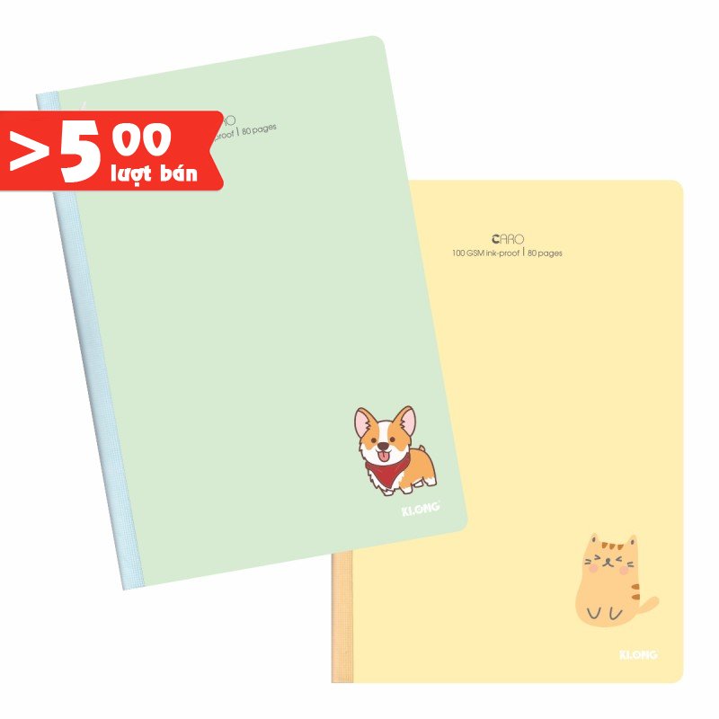 Vở Klong B5 80 trang Caro MS 834 may dán gáy, VPP TUE MINH sổ bìa màu hiện đại Klong