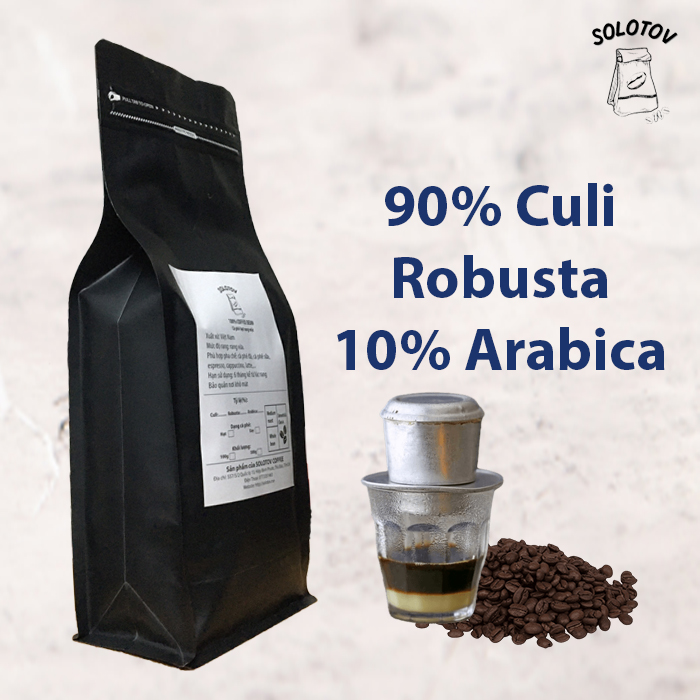 [CÀ PHÊ HẠT RANG MỘC] Cà phê Culi Robusta Arabica rang mộc - SoloTov Coffee (Thành phần 90% Culi Robusta và 10% Arabica)