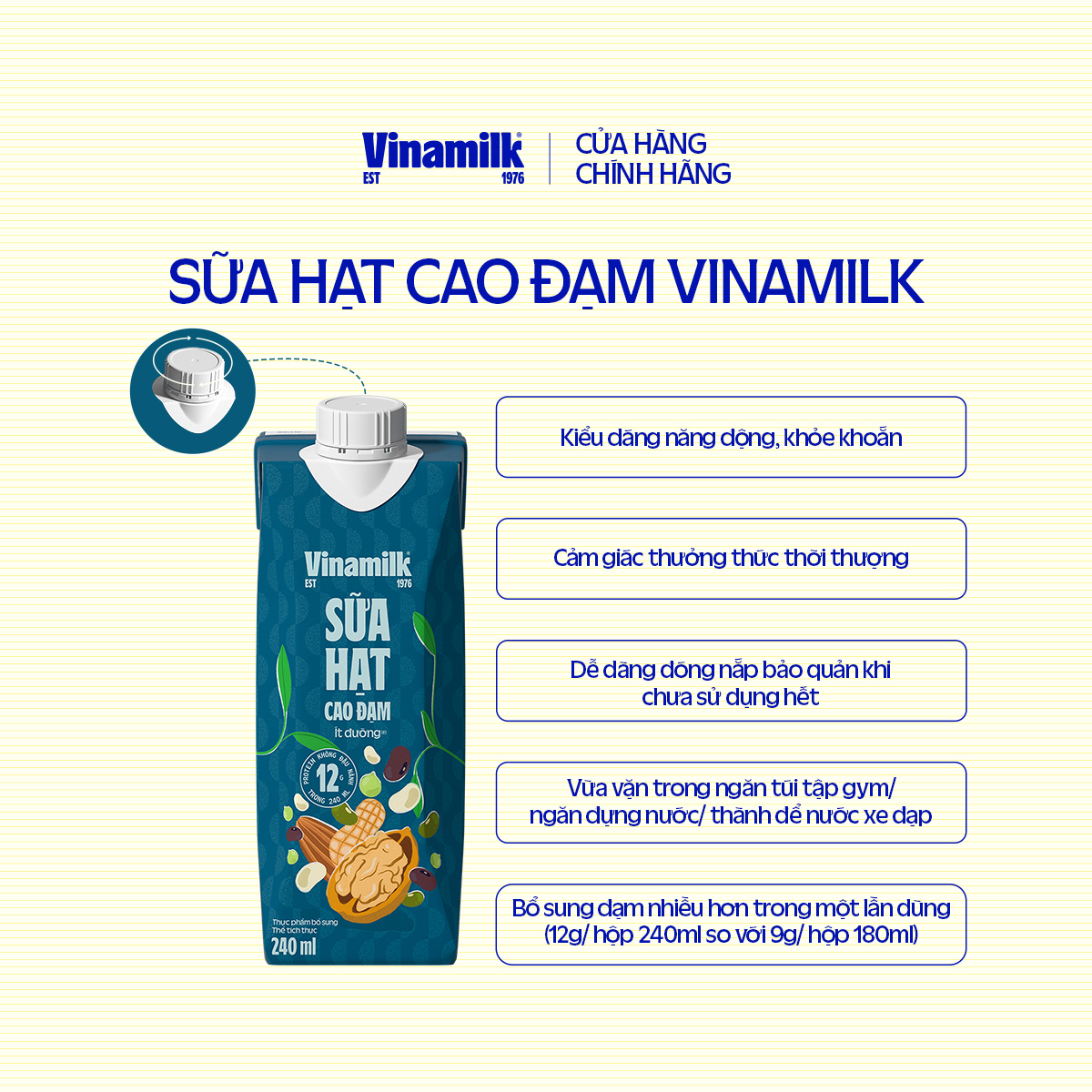 Sữa Hạt Cao Đạm Vinamilk - 6 Hộp 240ml
