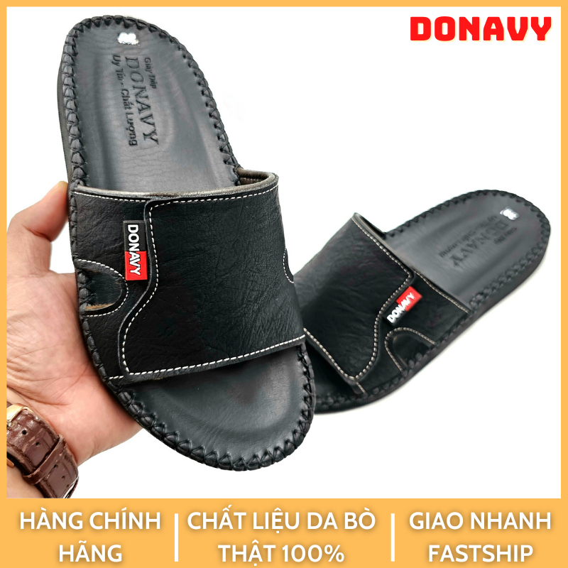 Dép Quai Ngang Da Cao Cấp DONAVY, Thiết Kế Cực Kỳ Trẻ Trung, Có Size Lớn 45  D.V68