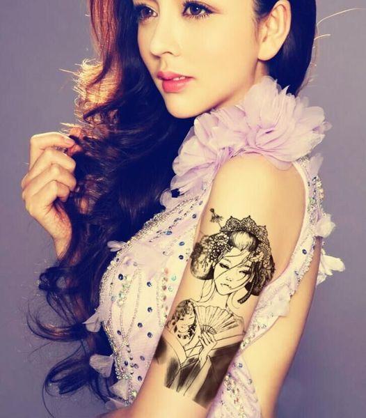 [HCM]Hình xăm dán tatoo Geisha Nhật kích thước 15 x 21 cm - miếng dán hình xăm đẹp dành cho nữ