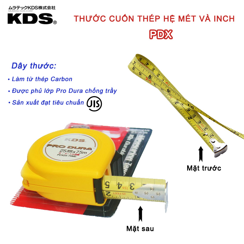 Thước cuộn Nhật Bản KDS hệ Inch - Meter (số đo 2 mặt)