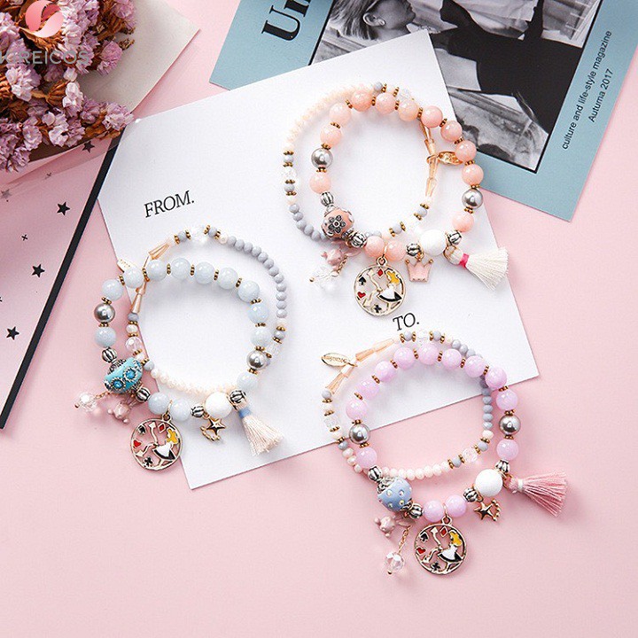 [HCM]Bộ Đôi Vòng Charm – Vòng Đeo Tay Chuỗi Hạt Có Hình Thỏ Và Ngôi Sao