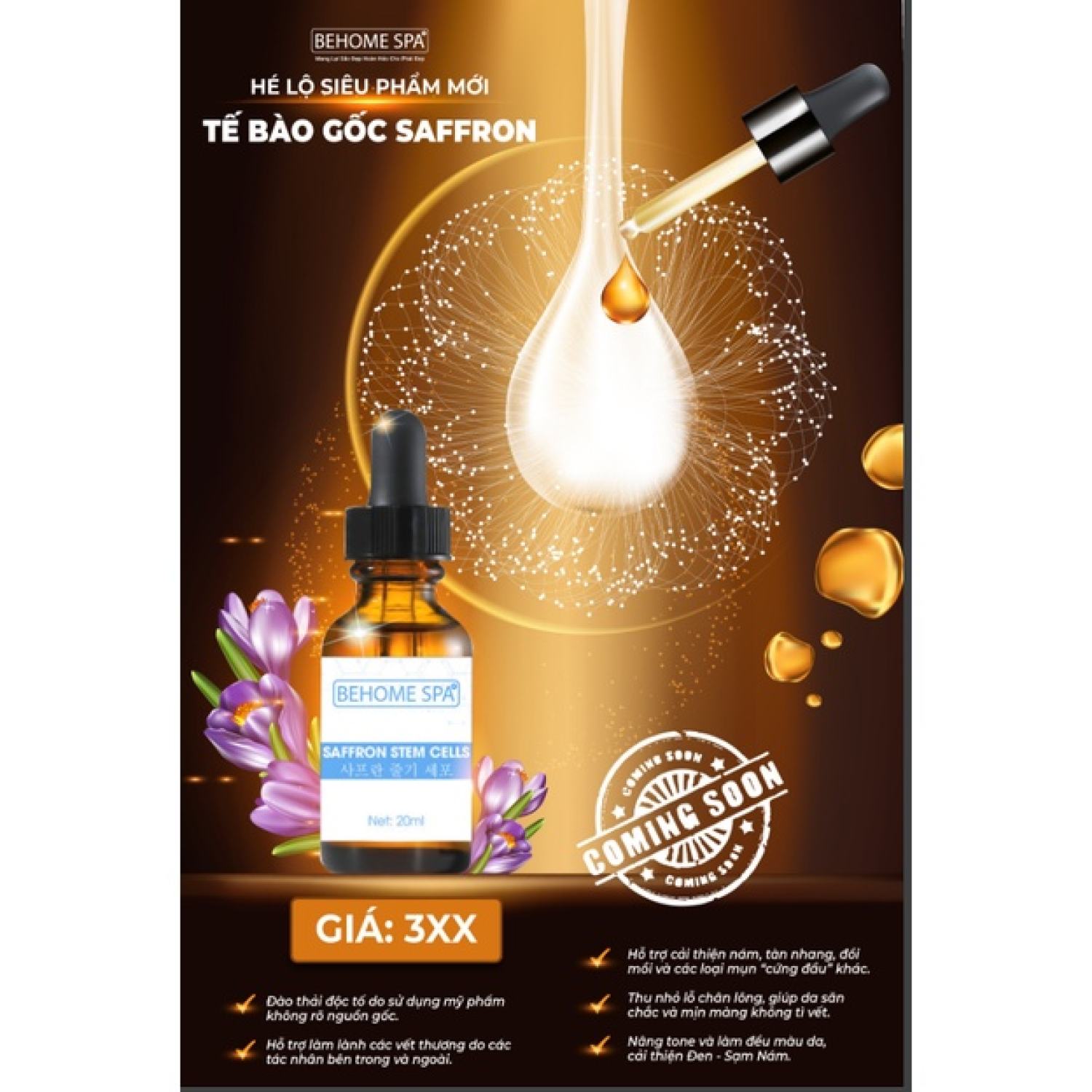 Combo phục hồi da Behome Spa (peel da sinh học+ kem dưỡng da mặt+ tinh chất tái tạo da)