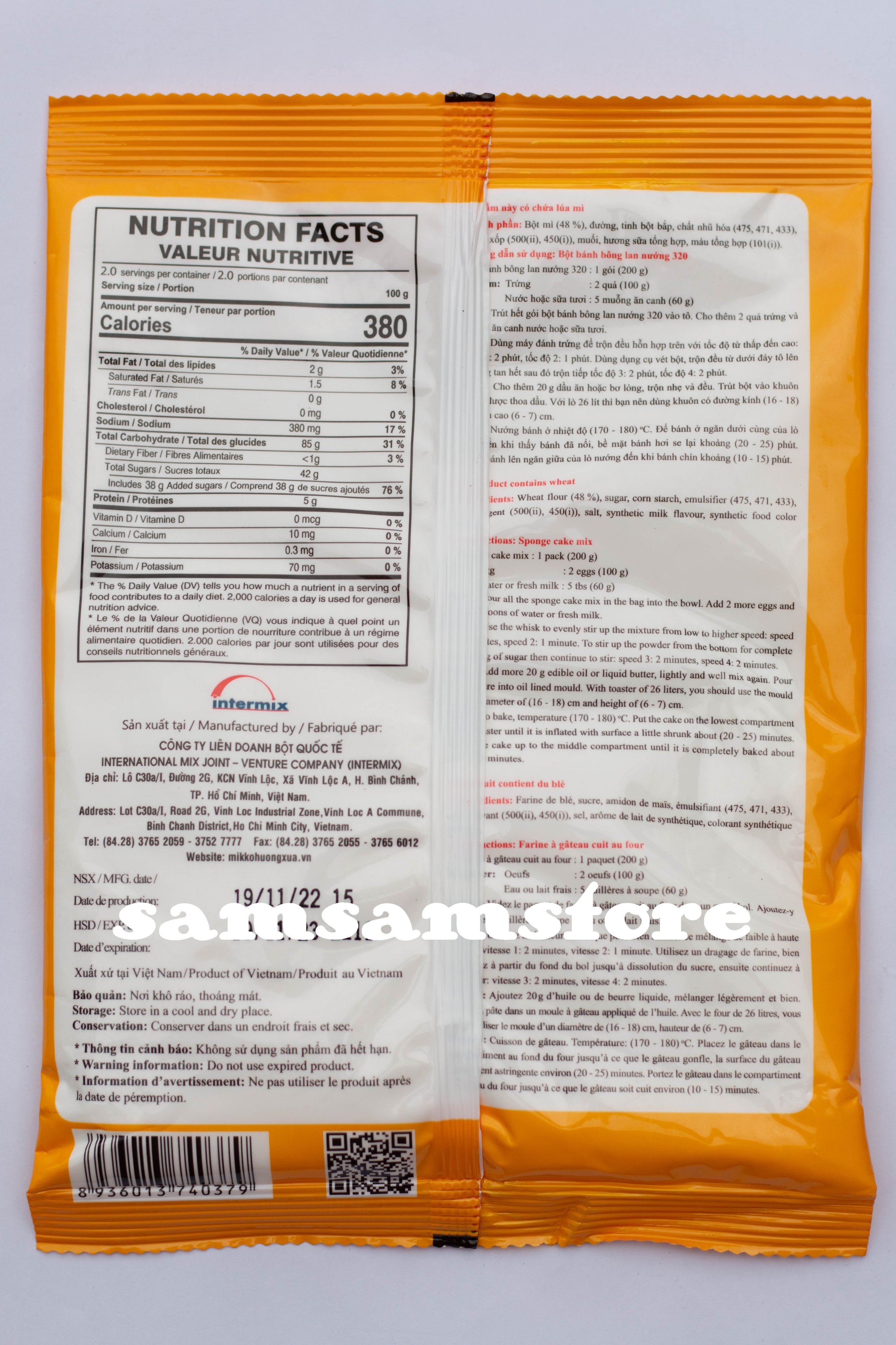 Bột làm bánh bông lan nướng Mikko