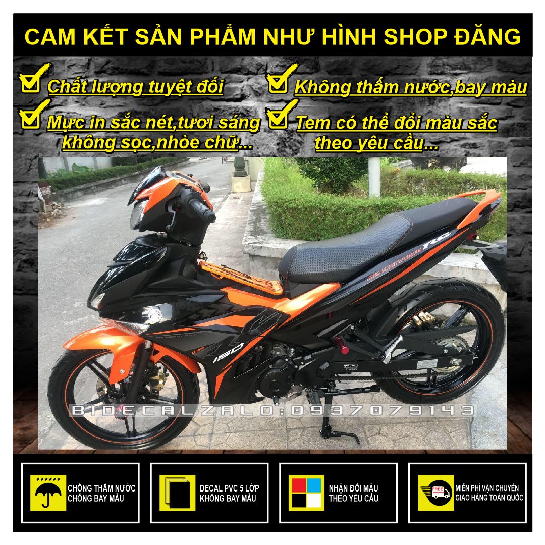Tem rời exciter 150 rc cam đen