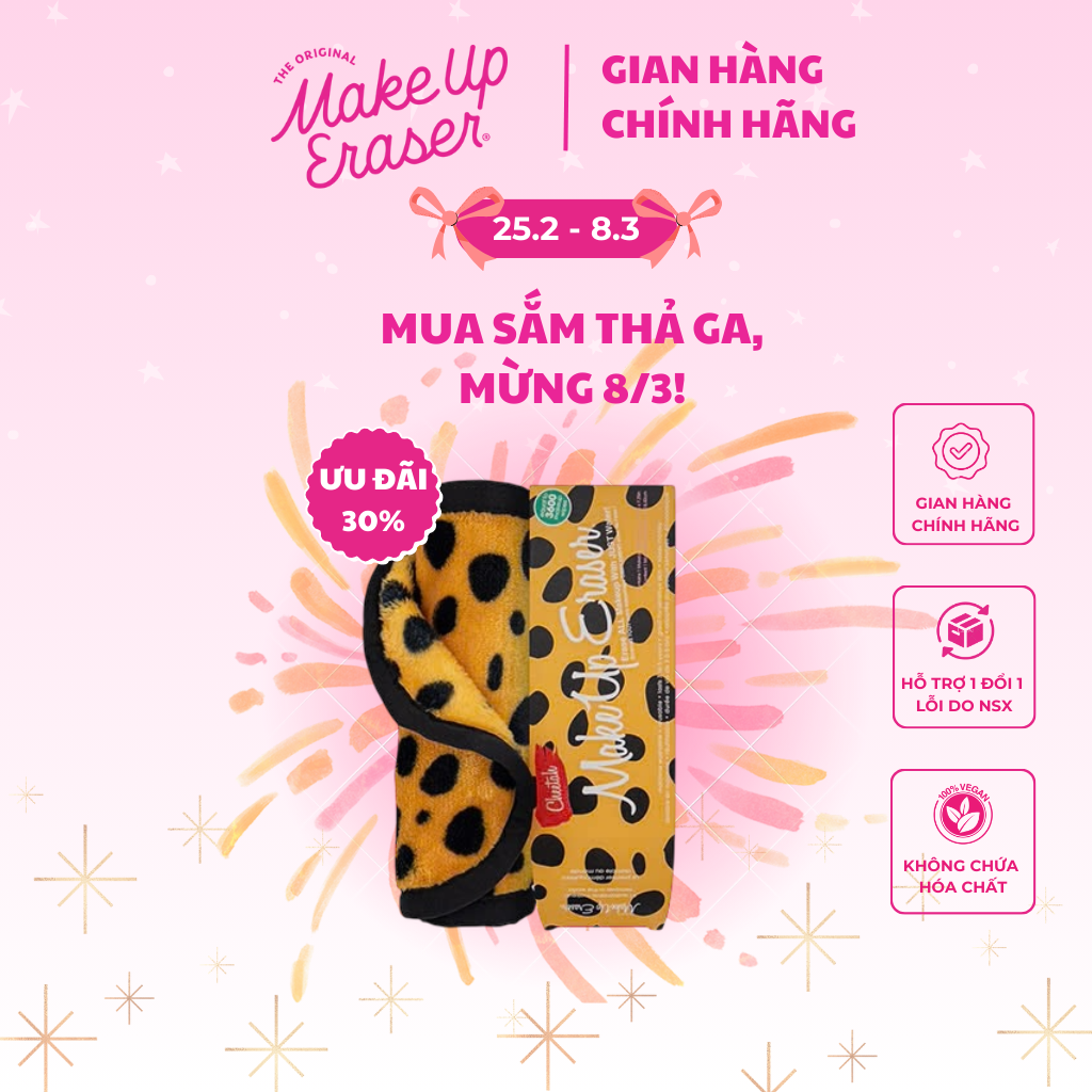 Khăn tẩy trang và tẩy da chết MakeUp Eraser siêu mềm mịn bản Da Beo Cá Tính Cheetah Print