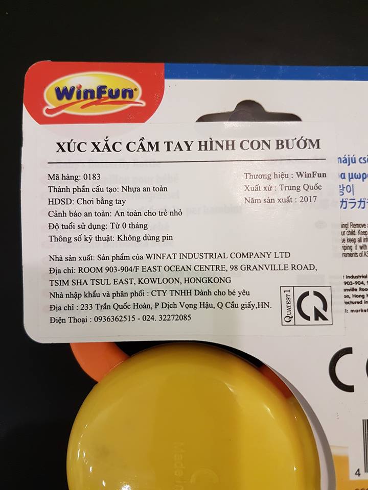 Xúc xắc cầm tay hình con bướm Winfun WF0183