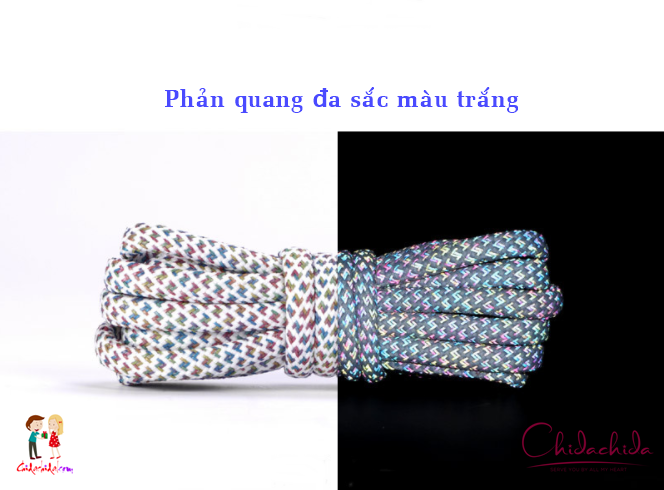 Một đôi dây giày phản quang (phát sáng) phối giày thể thao